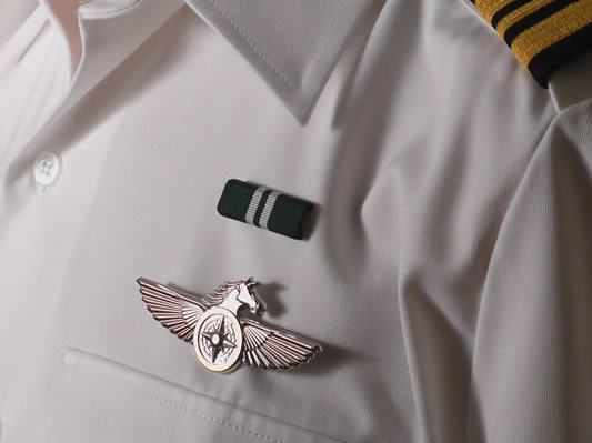 Closeup of day uniform badge and decoration
