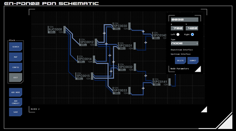 Above: Panel in edit mode with node options interface displayed (click for larger)