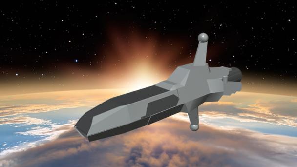 3D schematic of Endeavour over a planet
